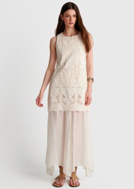 - Φόρεμα μάξι boho chic με δαντέλα - 5206179091008
