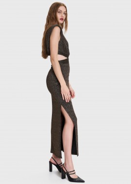 - Φόρεμα μάξι lurex με cut out - 5206179101424