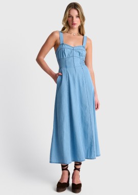- Φόρεμα μίντι τύπου denim - 5206179114295