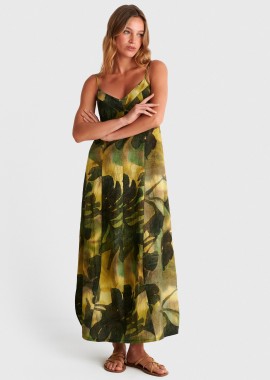 - Φόρεμα μάξι με tropical print - 5206179127790