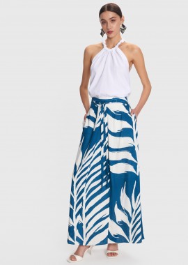 Φούστα μακριά εμπριμέ με ζώνη - 5206634916587