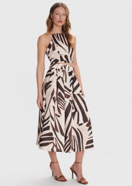 Φούστα μίντι εμπριμέ με ζώνη   - 5206634957573