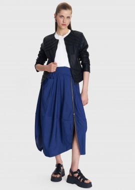 Φούστα μίντι με φερμουάρ denim όψη - 5206634977694