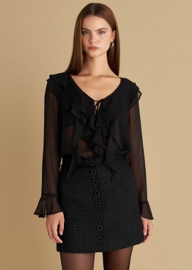 Φούστα μίνι με κουμπιά - 5206179020671