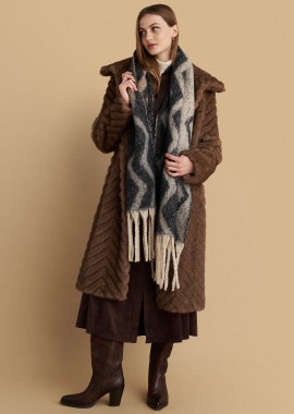 Κασκόλ με σχέδιο και κρόσια - 5206179030427