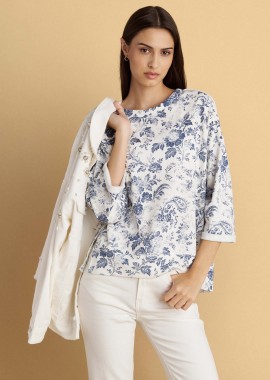 Μπλούζα φούτερ με φλοράλ τύπωμα - 5206179072281