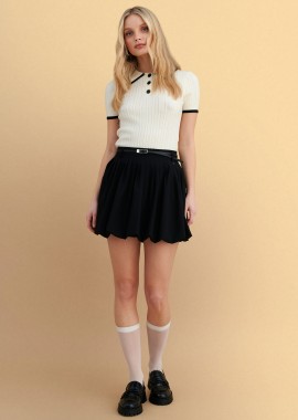 Φούστα μίνι balloon με ζώνη - 5206179077460