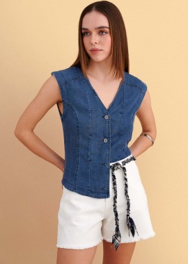 - Πουκάμισο αμάνικο τύπου denim - 5206179082693