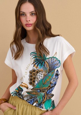 - T-shirt με tropical print - 5206179088886