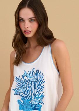 - Τοπ αμάνικο με marine print - 5206179088985