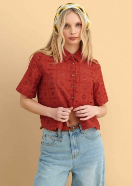 - Πουκάμισο broderie με κοντο μανίκι - 5206179093699