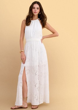- Φόρεμα μάξι broderie με ζώνη - 5206179096850
