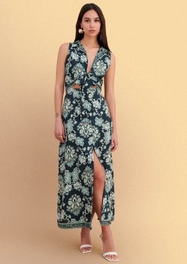 Φόρεμα μάξι cut-out εμπριμέ - 5206179097970