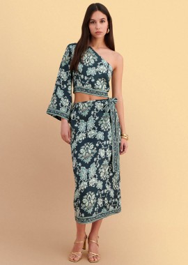 Φούστα μίντι wrap εμπριμέ - 5206179098014