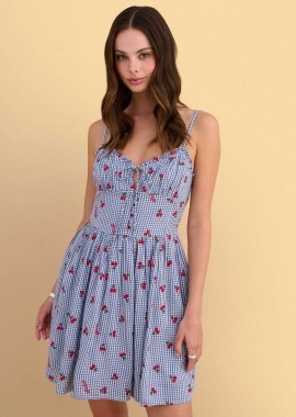 - Φόρεμα μίνι με cherry κέντημα - 5206179098083