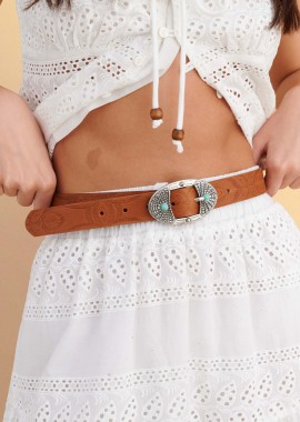 Ζώνη με ασημένια αγκράφα boho - 5206179127257