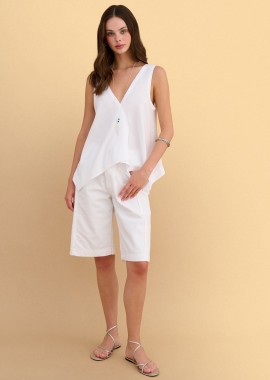 - Τοπ ασύμμετρο V-neck με κολιέ - 5206179131452