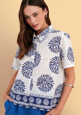 - Πουκάμισο με broderie και print - 5206179173254