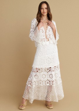 Φούστα μακριά διάτρητη κεντητή - 5206634947741