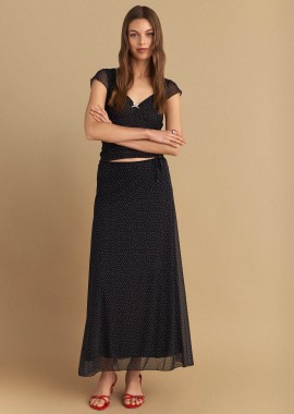 Φούστα μακριά τούλινη με πουά - 5206634956385