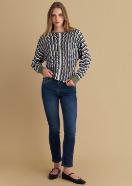 - Μπλούζα πλεκτή εμπριμέ - 5206634963994