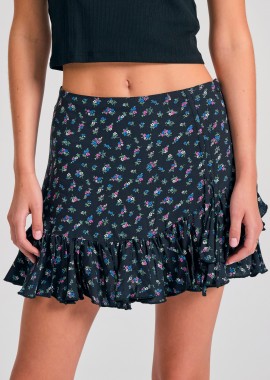 Μίνι φούστα με βολάν από τεχνητό μετάξι