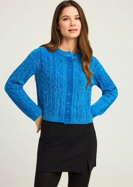 Cable-knit chenille ζακέτα