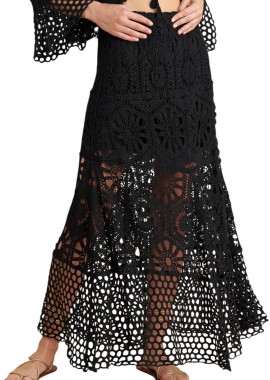 Φούστα Attrattivo Μακριά Διάτρητη Κεντητή 9920390-BLACK Γυναικείο
