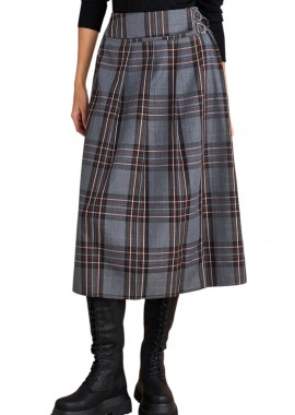 Φούστα Attrattivo Μίντι Καρό 9921706-GREY Γυναικείο