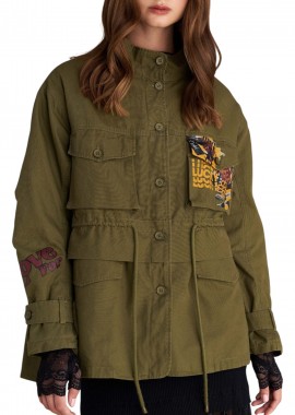 Μπουφάν Attrattivo Παρκά Με Σχέδιο 9921818-OLIVE Γυναικείο