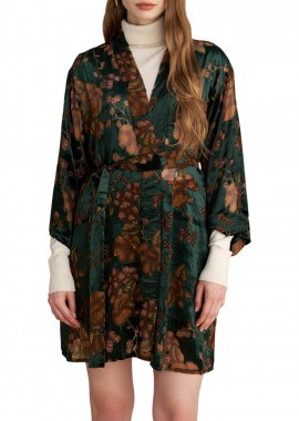 Ζακέτα Attrattivo Κιμονό Φλοράλ Βελούδινο 9922388-MULTICOLOR Γυναικείο