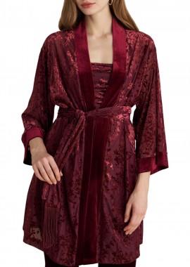 Ζακέτα Attrattivo Κιμόνο Φλοράλ Βελούδινο 9922772-BORDEAUX Γυναικείο