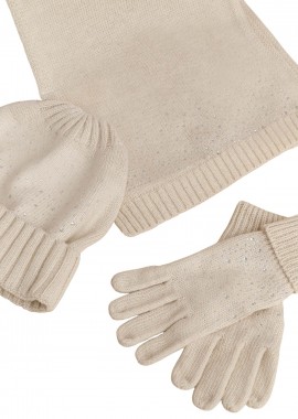 Σκούφος Attrattivo Σετ 3 Τεμαχίων Με Κασκόλ, Γάντια Και Σκούφο 9G23321-OFF WHITE Γυναικείο