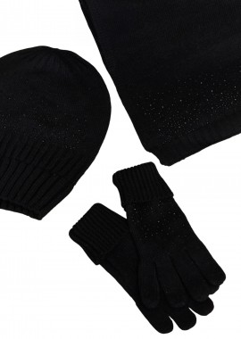 Σκούφος Attrattivo Σετ 3 Τεμαχίων Με Κασκόλ, Γάντια Και Σκούφο 9G23321-BLACK Γυναικείο