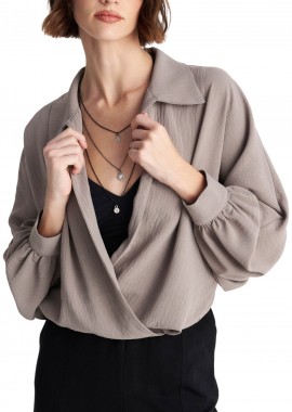 Ζακέτα Ale Μπολερό Wrap Με Ανάγλυφη Υφή 82276200-GREY Γυναικείο