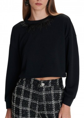 Μπλούζα Μακρυμάνικη Ale Φούτερ Με Στρας 8921588-BLACK Γυναικείο