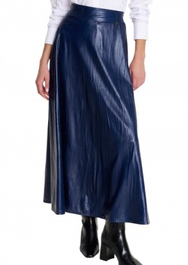 Φούστα Ale Μάξι Δερματίνη 8921907-MIDNIGHT BLUE Γυναικείο