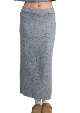 Φούστα 24 Colours Πλεκτή Με Σκίσιμο Στο Πλάι 70769A-GREY Γυναικείο