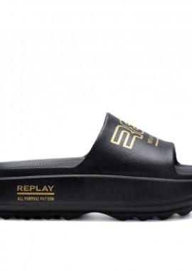 REPLAY ΓΥΝΑΙΚΕΙΟ ΣΑΝΔΑΛΙ BRIXY PRINT GWF6O .002.C0001S 2437 BLACK PLATINO