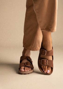 FANTASY SANDALS - FANTASY SANDALS Δερμάτινα Σανδάλια με Αγκράφες - S310 DESPOINA - Καφέ Σουέτ