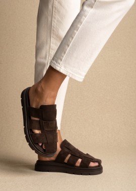 TFP - TFP Σουέντ Flatform Clogs - 4599 - Dark Brown Suede