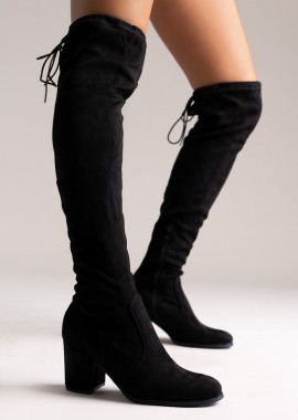 BOTEGGA 22 - BOTEGGA 22 Over-the-Knee Suede Μπότες με Δέσιμο - 181-237 - Μαύρο Σουέτ