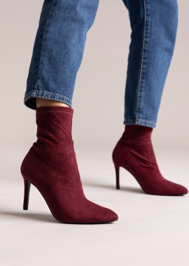 ERYNN - ERYNN Μυτερά Μποτάκια σουέτ ελαστικά - M-822 - Bordeaux Suede