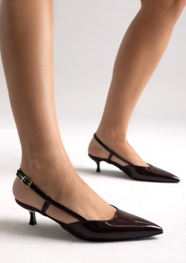TFP Γόβες slingback μυτερές - 350 - Brown Patent