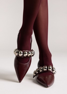 CORINA - CORINA Γόβες Slingback - M5771 - Burgundy Crinkled Patent