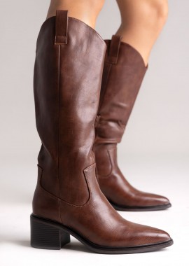 Sixth Sens Καουμπόικες Μπότες με Χαμηλό Τακούνι - F201 - Brown Matte