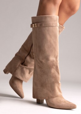 Stephan Μπότες Gaiter με Ψηλό Χοντρό Τακούνι - LQ-136 - Taupe Σουέτ