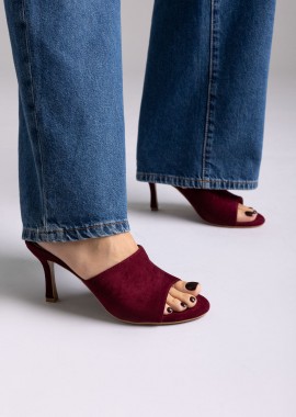 Stephan - Stephan Mules με ψηλό τακούνι - P-1478 - Burgundy Suede