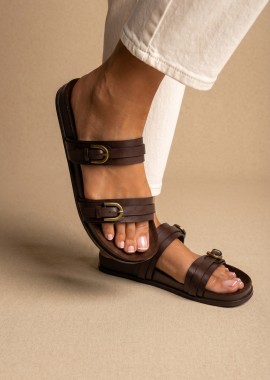 CORINA - CORINA Σανδάλια με Διπλό Λουράκι - 6415 - Brown Matte