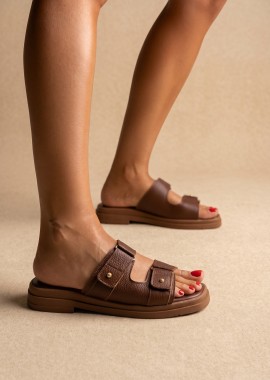 Mariella Fabiani Σανδάλια με velcro και τρουκς - 2636/17 - Brown Matte